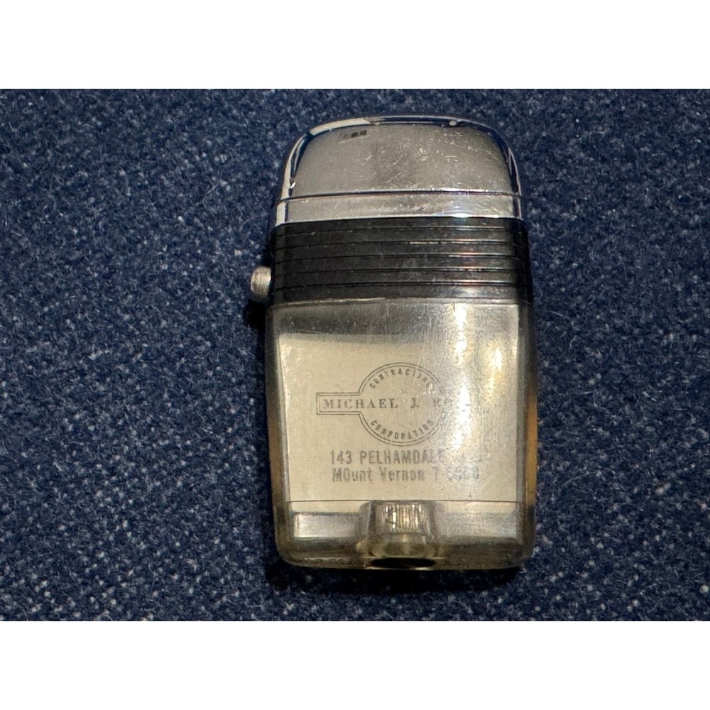 Vintage Scripto Vu-Lighter Michael J Rossi Contracting Advertising Lighter NY